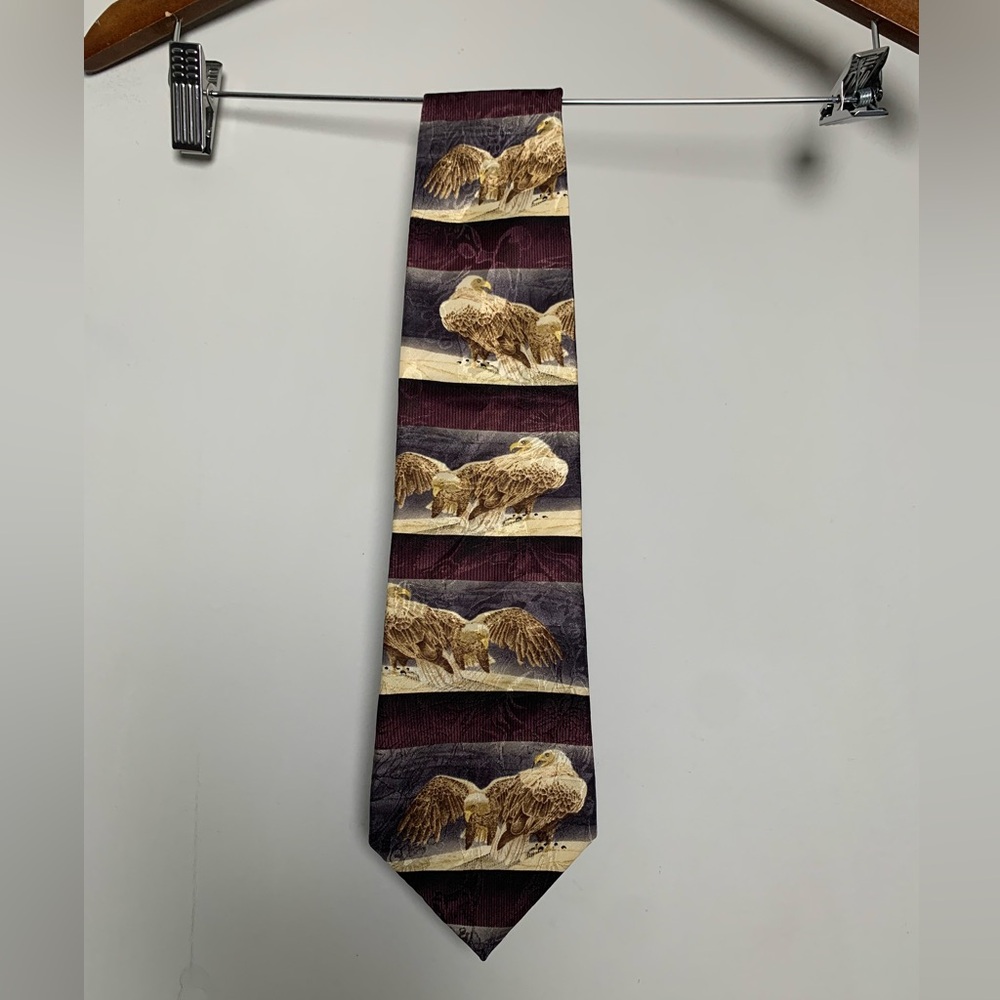 Vintage Endangered Species Eagle Tie Cliff Dwellers by Scott Kennedy 100% Silk